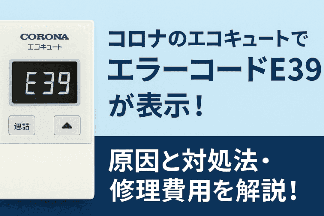 コロナのエコキュートでエラーコードE39が表示！原因と対処法・修理費用を解説！