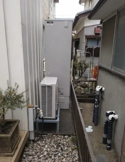 【神戸市須磨区】ふろ自動をしても設定どおりの湯量になりにくくなったためエコキュートを交換｜HHP-AT466HATからSRT-ST466への施工事例（施工後）