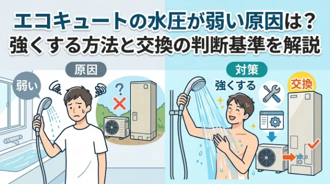 エコキュートの水圧が弱い原因は？強くする方法と交換の判断基準を解説