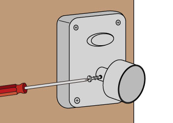 1.室内側のドアノブの付け根にあるネジを外します。