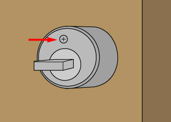 サムターンを動かしてネジが見える状態にします。