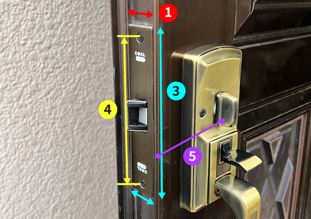サムラッチ錠の計測箇所