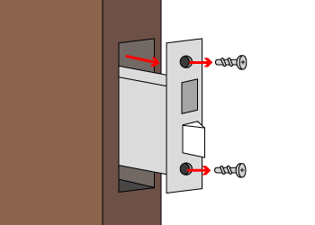 ③錠ケースを固定しているネジを外し、錠ケースを取り出します。