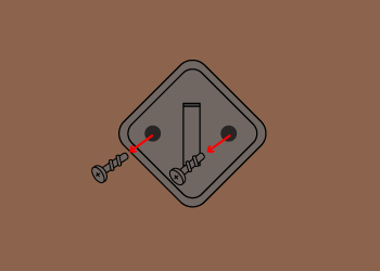 ④室内側のサムターンを固定しているネジを外しサムターンと鍵穴を取り外します。