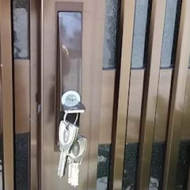 召し合わせ錠をMIWAのPS-SLに交換 扉の建付けも修正｜恵那市岩村町