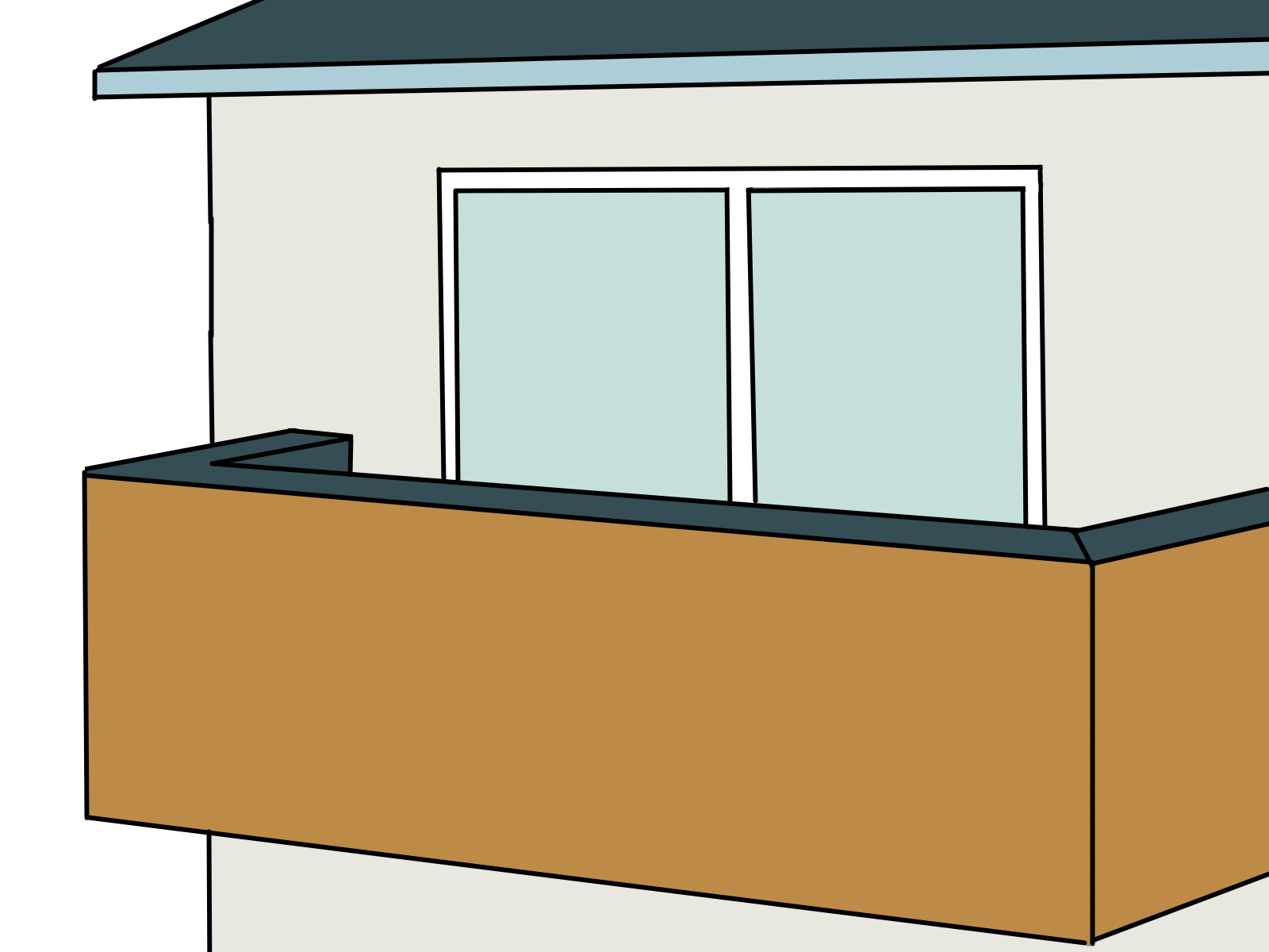 スリットや柵のないベランダの腰壁