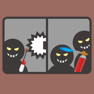 焼き破りによるガラス破り