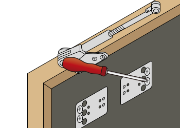 固定金具をスライド取付金具から外し、既存の穴に固定する
