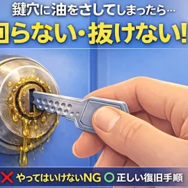鍵穴に油をさして回らない・抜けない時の対処法|やってはいけないNGと復旧手順