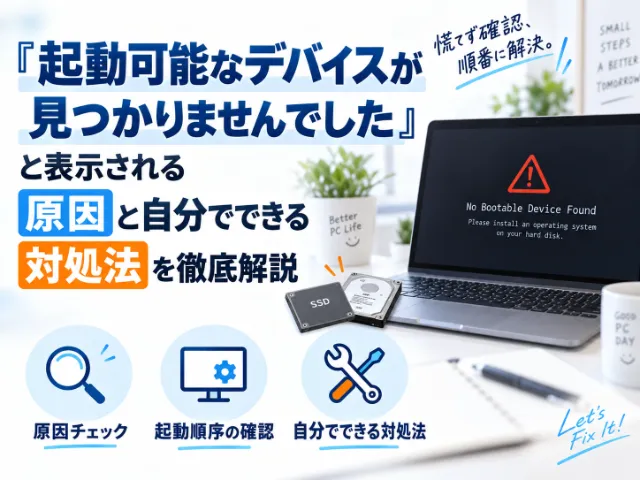 「起動可能なデバイスが見つかりませんでした」と表示される原因と自分でできる対処法を徹底解説
