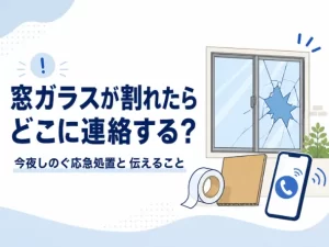 窓ガラスが割れたらどこに連絡する？今夜しのぐ応急処置と伝えること