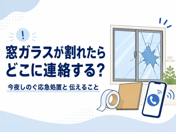 窓ガラスが割れたらどこに連絡する？今夜しのぐ応急処置と伝えること