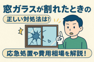 窓ガラスが割れたときの正しい対処法は？応急処置や費用相場を解説！