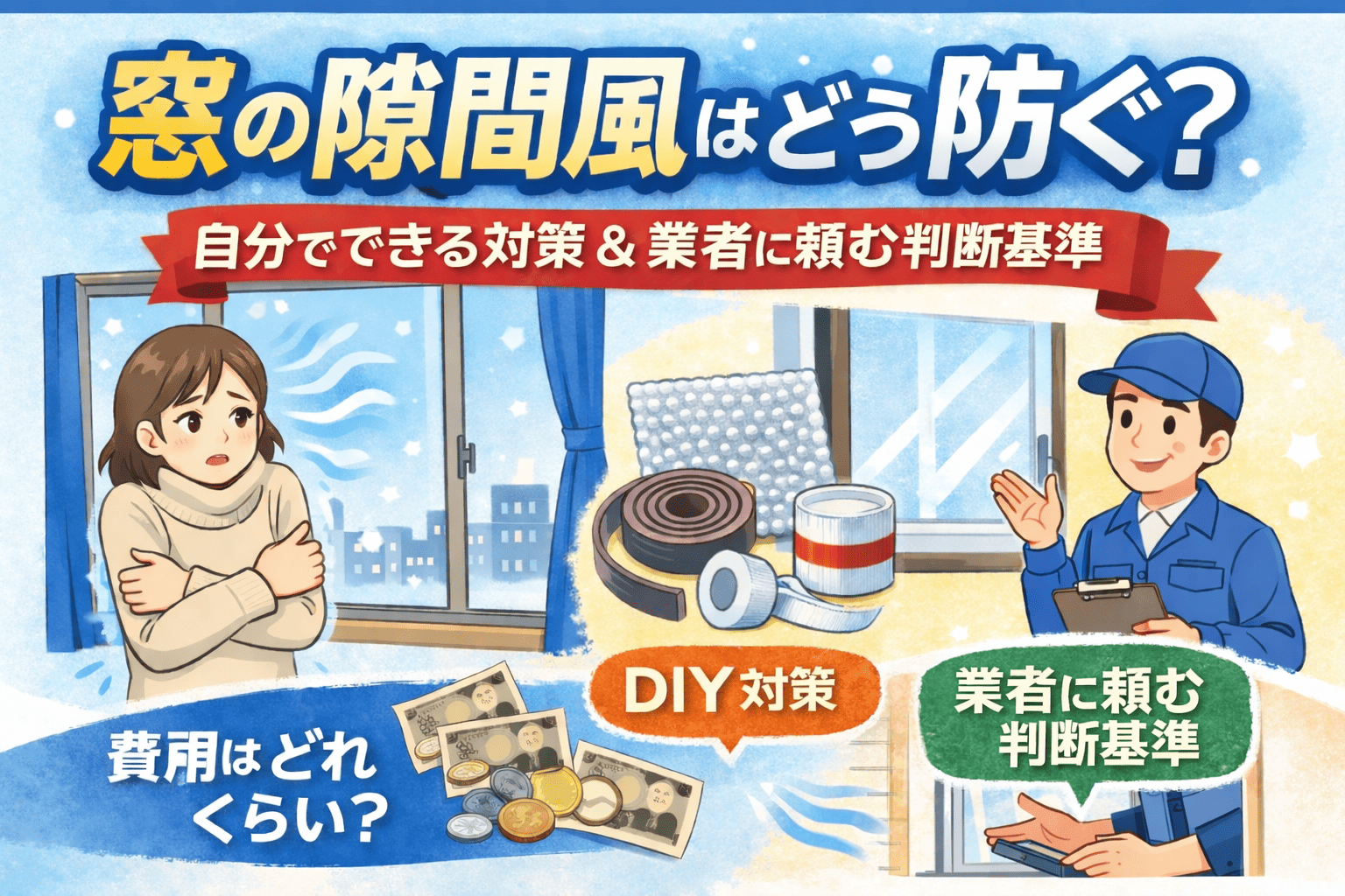 窓の隙間風はどう防ぐ？自分でできる対策と業者に依頼すべき判断基準を解説！