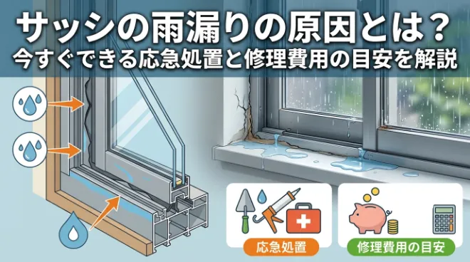 サッシの雨漏りの原因とは？今すぐできる応急処置と修理費用の目安を解説