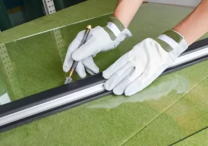 東京都多摩市｜掃き出し窓ガラス（下部）の破損に対応しLIXIL（トステム）製のすりガラス・曇りガラスで復旧