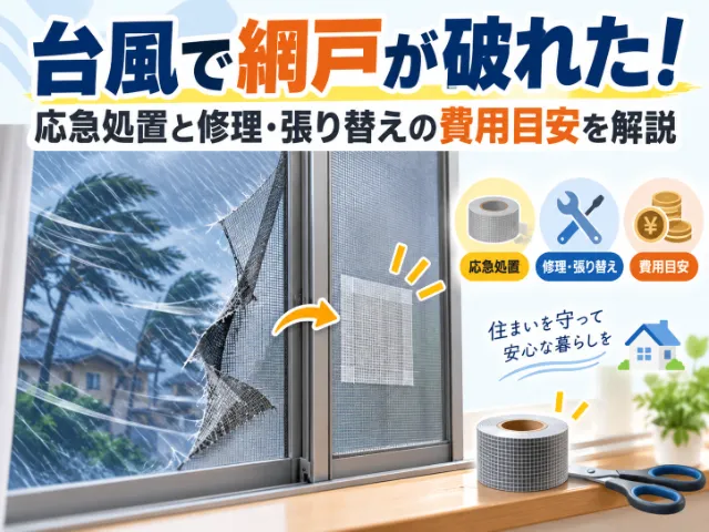 台風で網戸が破れた！応急処置と修理・張り替えの費用目安を解説