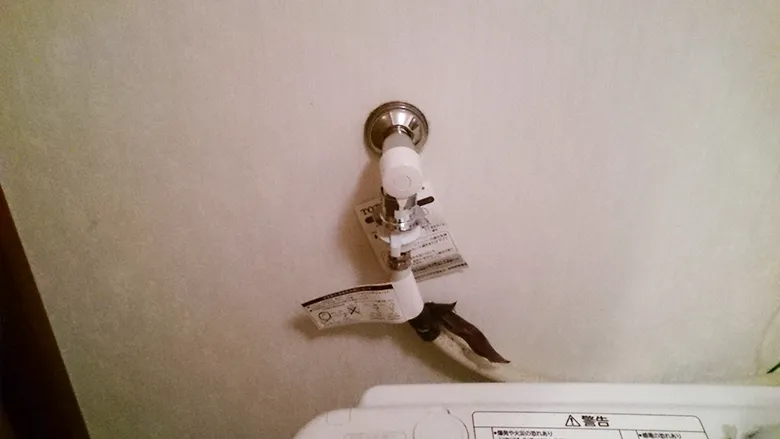 接続済の洗濯水栓