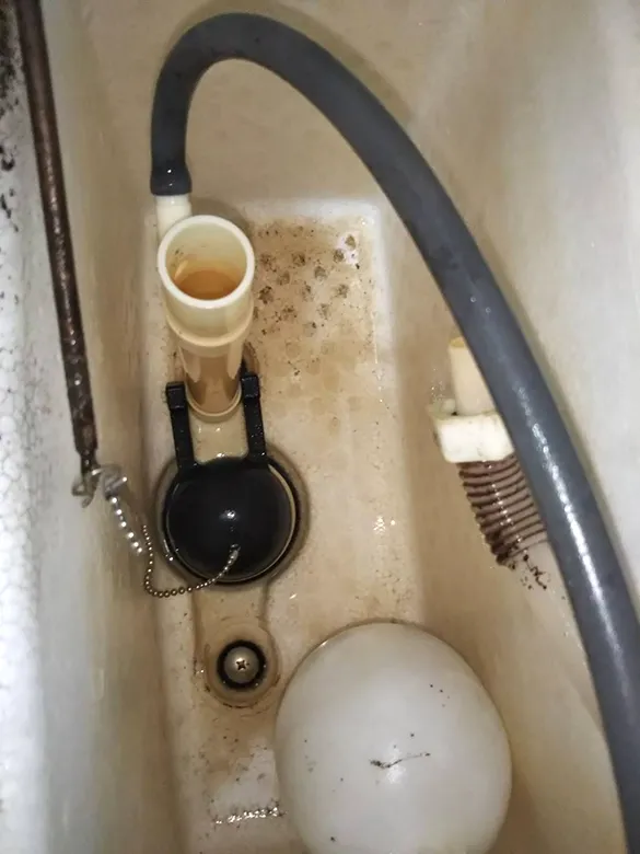 トラブルの起きているトイレタンクの中