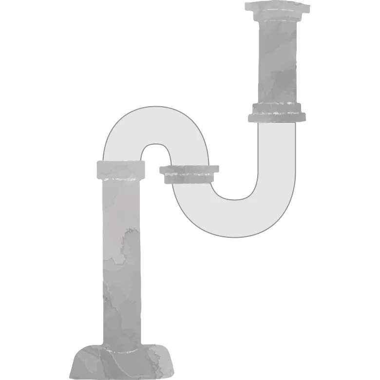 新しい管に入れ替えた排水トラップ