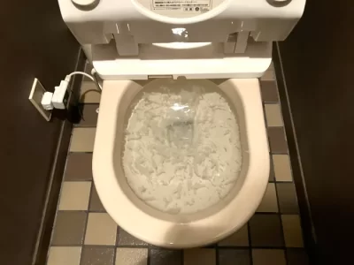 【草津市】トイレットペーパーなどによるトイレ詰まりに対応|ローポンプ作業で改善した施工事例(施工前)